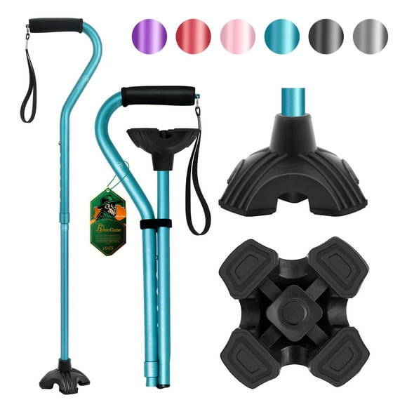 BeneCane Walking Cane Adjustable Cane with Offset Soft Cushioned Handle for Men & Women Lightweight Comfortable Extra Stability Base Mobility Aid for Men Women and Seniors