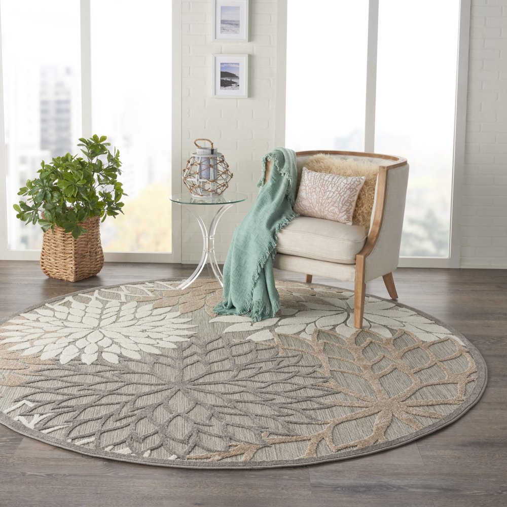 Nourison Aloha Floral Contemporary Natural Indoor/outdoor Area Rug
