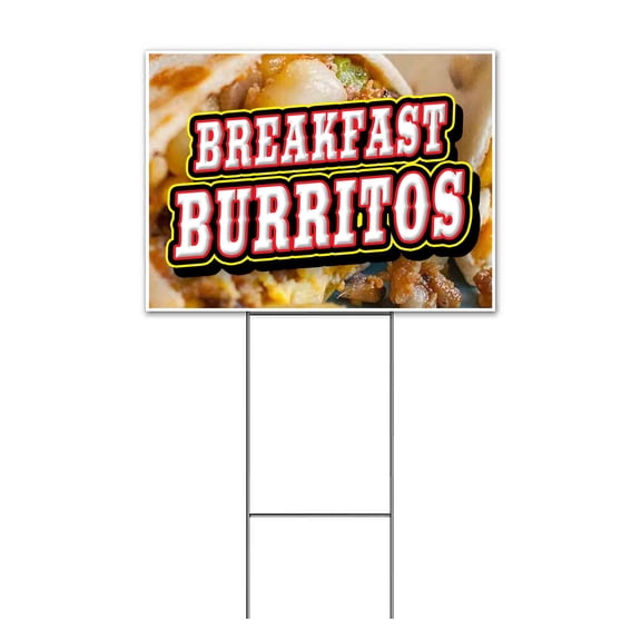 Breakfast Burritos (18" x 24") Yard Sign, Includes Metal Step Stake