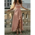thumbnail image 5 of Asymmetric Ruffle Hem Split Dress One Shoulder Sleeveless Ruched Party Dress Women Clothing, 5 of 5