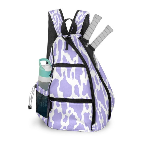 Pickleball Bags for Men Women Pickleball Backpack with Large Capacity Lightweight Adjustable Pickleball Sling Bag Hold Paddles, Balls, Accessories Purple Cow Print Camouflage