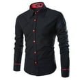 thumbnail image 1 of Cathalem Chemise en Denim Extensible à Manches Longues Non Rentrée Chemise de Plage Tropicale Décontractée à Boutons, Noir L, 1 of 4
