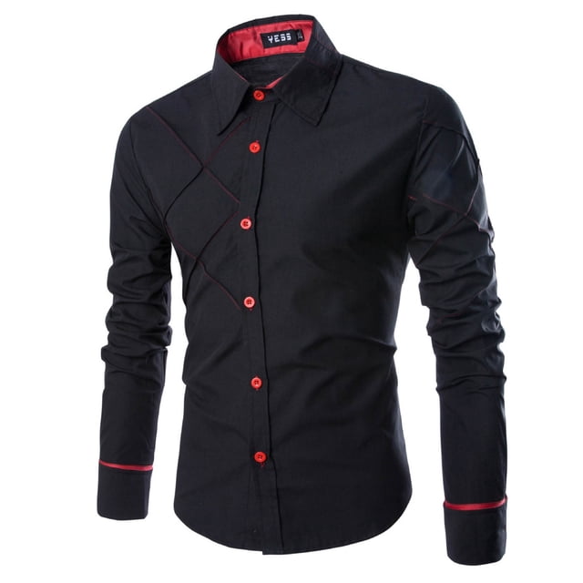 Cathalem Chemise en Denim Extensible à Manches Longues Non Rentrée Chemise de Plage Tropicale Décontractée à Boutons, Noir L
