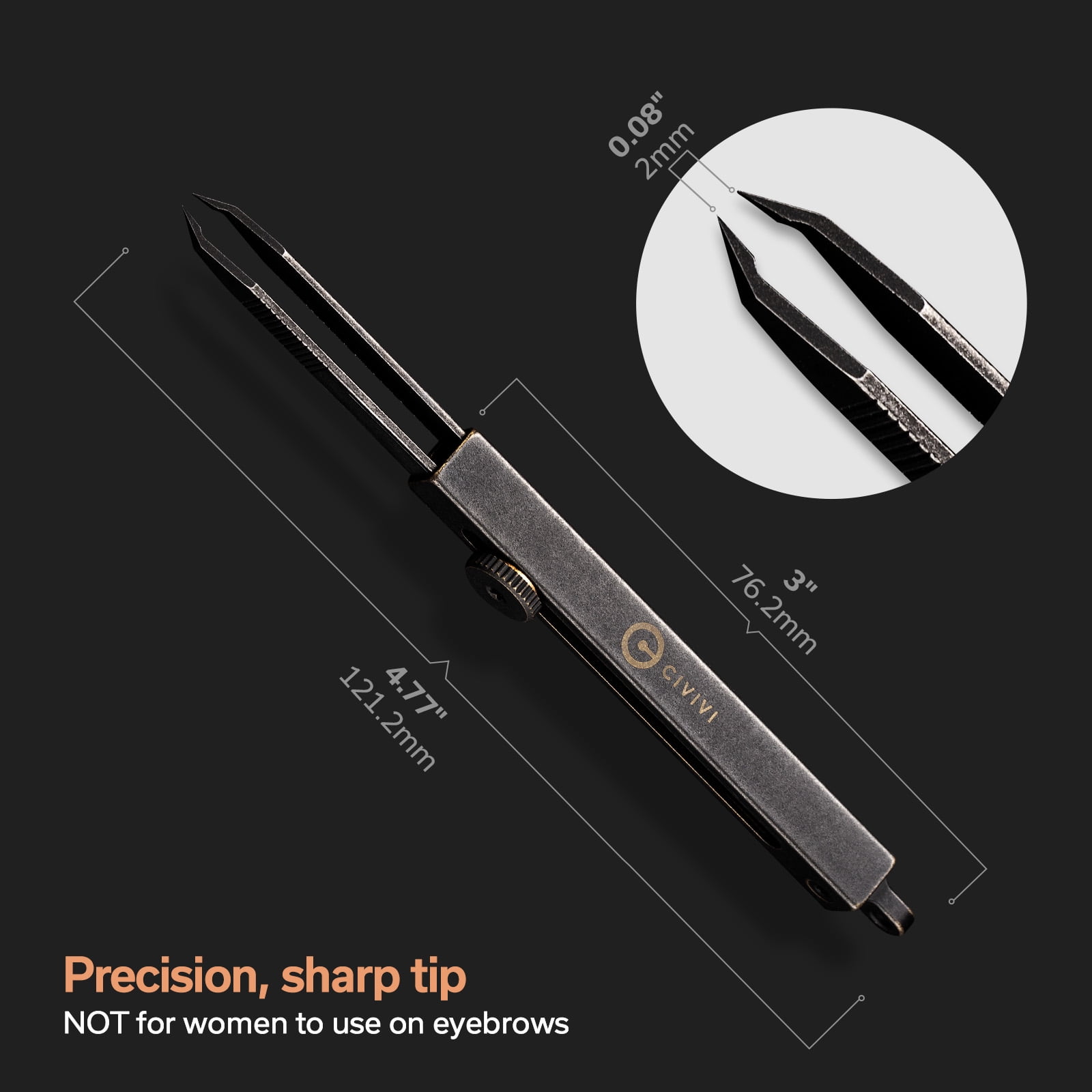 CIVIVI Tac-N-Tweeze Durable Stainless Steel Industrial Tweezers - Perfect for Splinter Removal & Outdoor Use C19062B-A