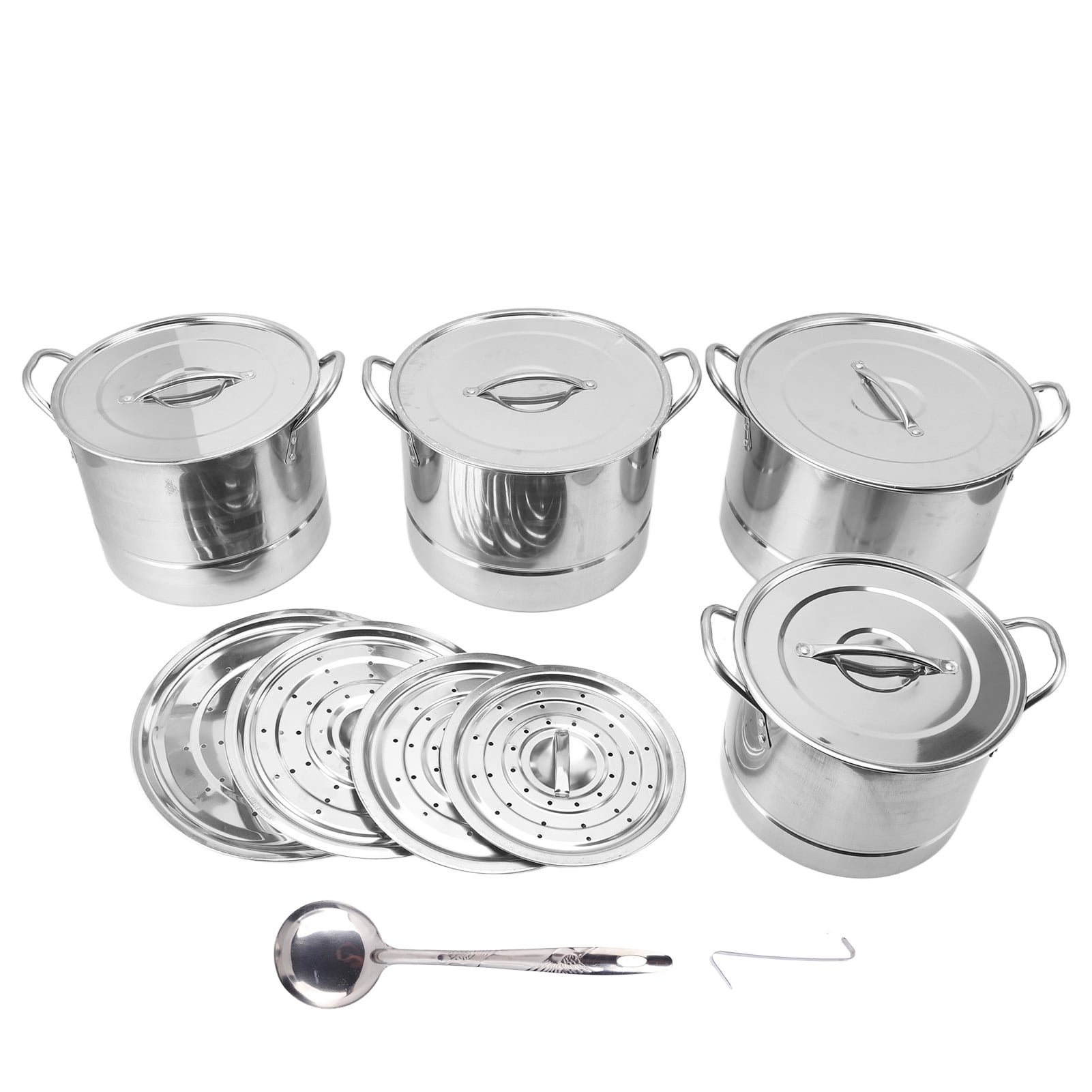 4Pcs Stainless Steel Stock Pot Set with Lids 11Qt 9Qt 7Qt 5.5Qt Sauce Stockpot For Electric, Gas, Induction, Ceramic Kitchen Cookware