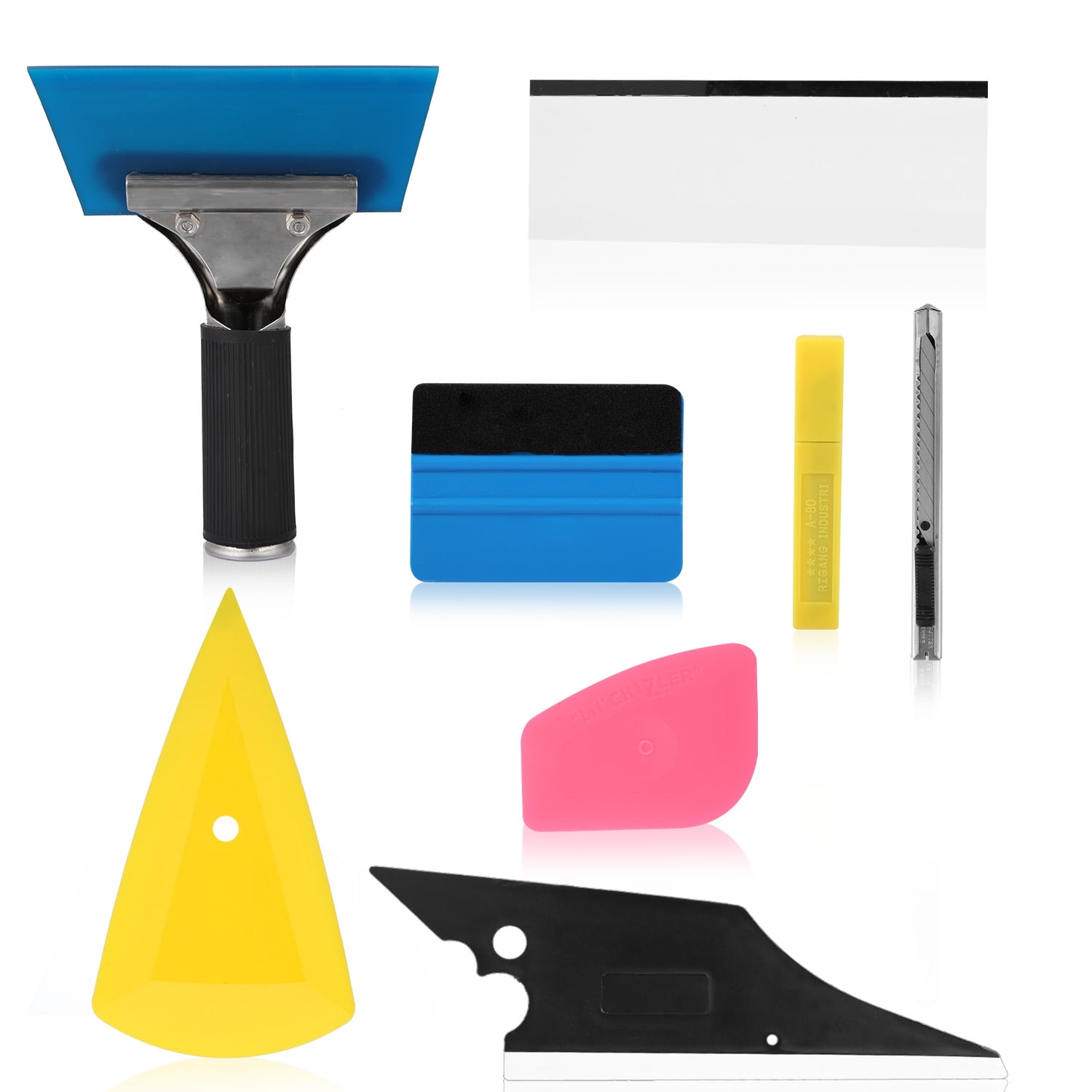 WINJUN 6 in 1 Auto Window Tinting Kits Vinyl Wraps Tool with Felt Edge Squeegee Water Blade Windshield Wiper Plastic Glass Scraper