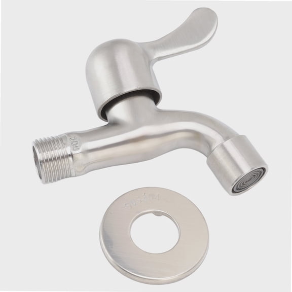 Washing Machine Tub Tap Fauce, Stainless Steel Washing Machine Faucet, Single Cold Water Handle Bathroom Laundry Water Tap with Bubbler