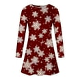 thumbnail image 4 of IROINNID Christmas Dresses for Women Casual Xmas Print Long Sleeve Loose Fit Flare Christmas Party Dress,Blue, 4 of 4