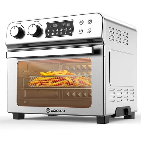 MOOSOO 10-in-1 Air Fryer Oven  24 Quart Large Capacity Air Fryers  Stainless Steel Body