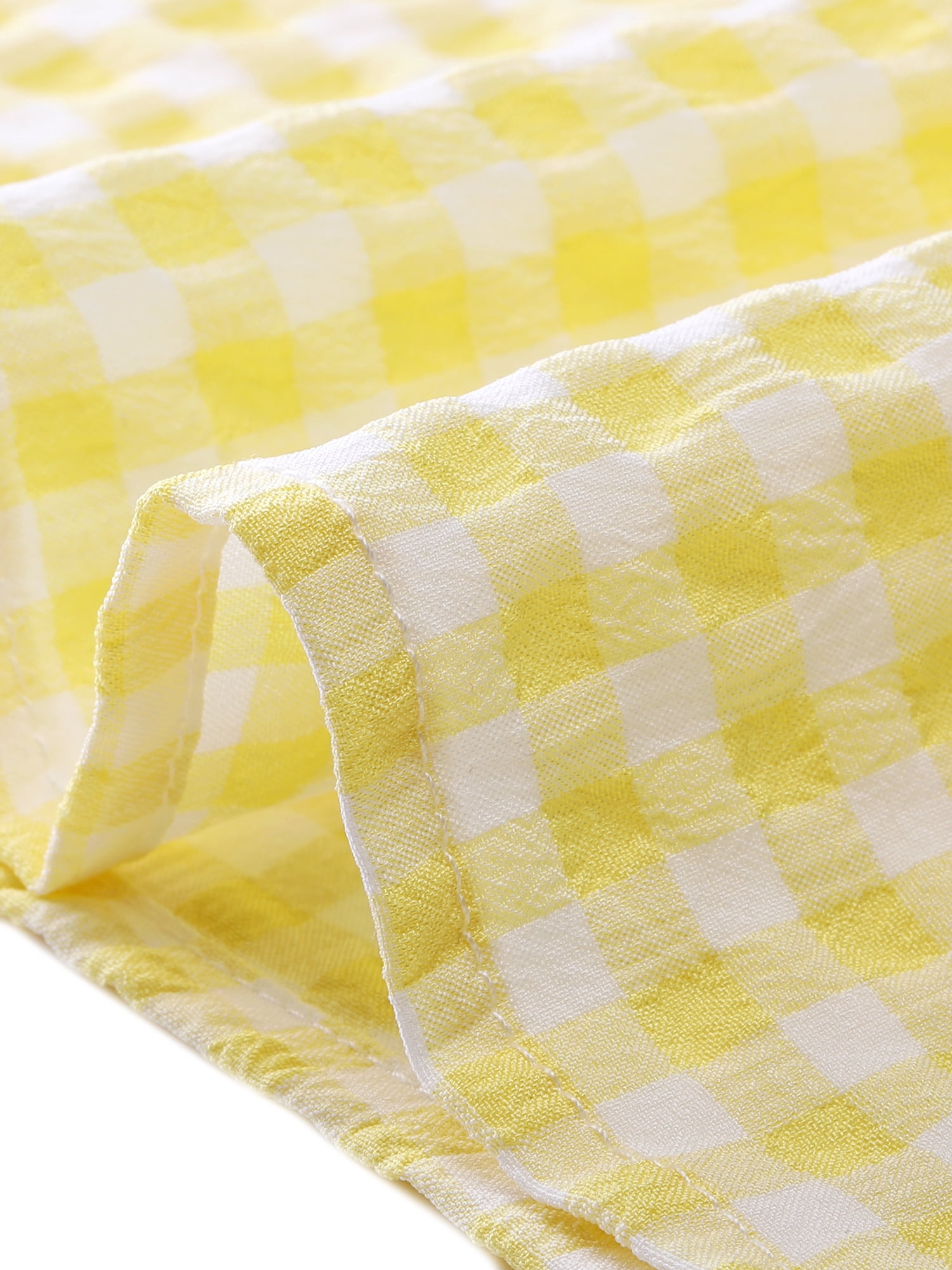 DARING DIVA Women's Summer Square Neck Gingham Cap Sleeves Blouses XS Yellow