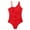Red, variant on Honeeladyy Womens One Shoulder One Piece Swimsuit Solid Color Slim Mesh Bathing Suits Full Coverage Cutout Swimwear Black L
