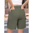 thumbnail image 6 of Women's Denim Pockets Cargo Knee Length Elastic Waist Jorts Shorts for Casual Summer Green S, 6 of 7