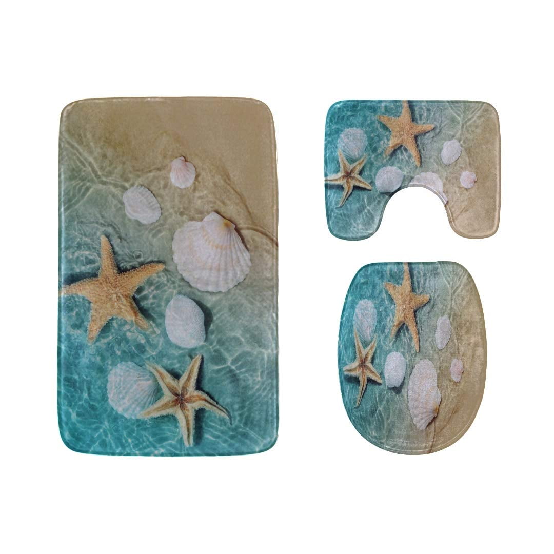 CHAPLLE Seashell and Starfish Sandy Beach Near Sea 3 Piece Bathroom