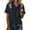 Gray, variant on Women's Polo Shirts Summer Casual Denim Color Block Patchwork Blouses Vintage Short Sleeve Button Flap T Shirt M