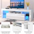 thumbnail image 4 of Modern TV Stand for TV up to 70 inch, Entertainment Center for Living Room, TV Console Table, High Glossy TV Storage Cabinet with 16 Colors LED Lights, Fast Assembly, 63"L×14"W×18"H, White, 4 of 12