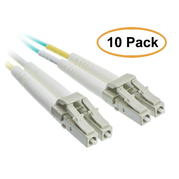 C&E 10 Gigabit Aqua Fiber Optic Cable, LC/LC, Multimode, Duplex, 50/125, 1 Meter (3.3 Foot), 10 Pack