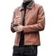 thumbnail image 4 of Chaqueta de cuero gruesa y con forro polar para hombre, chaqueta de negocios con cuello abatible, moda coreana, otoño/invierno, novedad de 2024, 4 of 5
