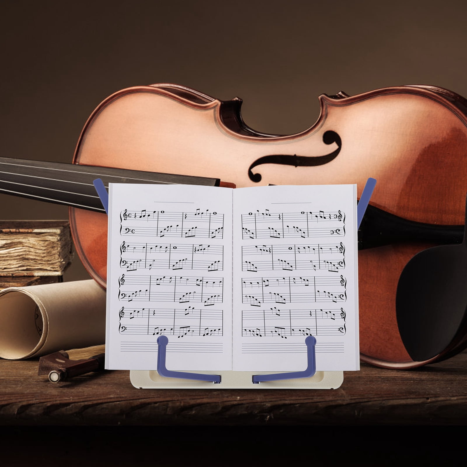 3-Piece Portable Folding Music Stand with Adjustable Height, Lightweight Design, Includes Accessories for Sheet Music and Notes