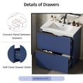 thumbnail image 6 of 30" Fluted Design Bathroom Vanity with Storage, Modern Minimalist Bathroom Vanity with Soft Close Drawers, Freestanding Storage Cabinet with Ceramic Sink for Bathroom, Blue, 6 of 7