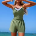 thumbnail image 5 of COMVALUE Swim Romper Women One Piece Swimsuit Tummy Control Bathing Suit Modest Full Coverage Swimwear with Shorts Pockets (Army Green, XL), 5 of 9