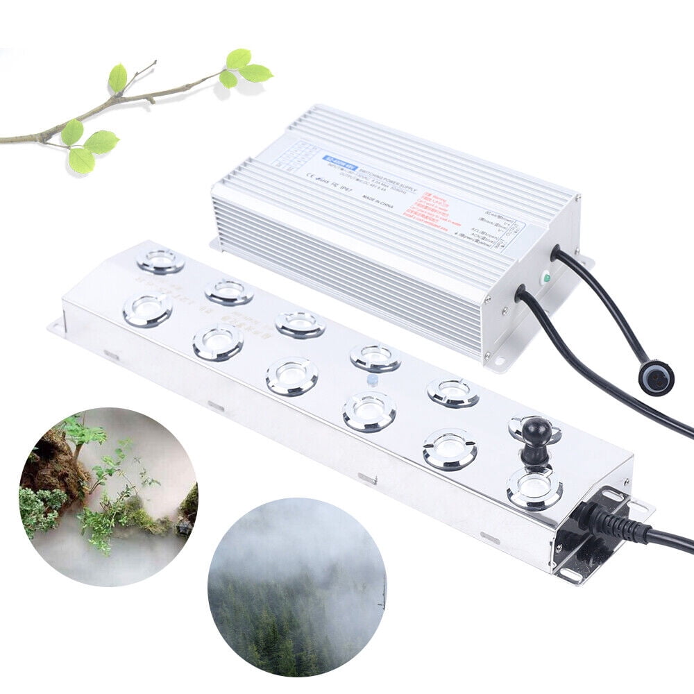 Atomizer Mist Maker Fogger 12 Head Pond Fog Humidifier for Hydroponics Landscape 110V