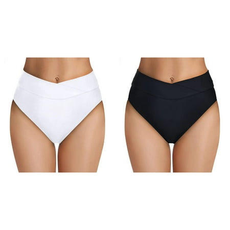 (2-Pack) Kcodviy Women High Waisted Bikini Women Swim Dress with Short Bottoms High Cut Swim Water Shorts Bottom Full Coverage Swimsuit Sunflower Bathing Suit Size 6X Bottom Sports Yoga Shorts Skir