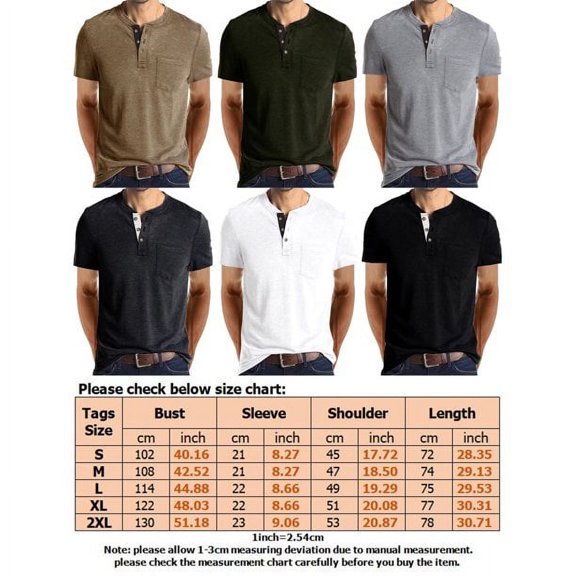 Men'S Henley Shirts Casual Short Sleeve Button Cotton Tee Fashion Classic Tee T-Shirt With Pocket Mens Casual Short Sleeve Henley Shirts brown XL