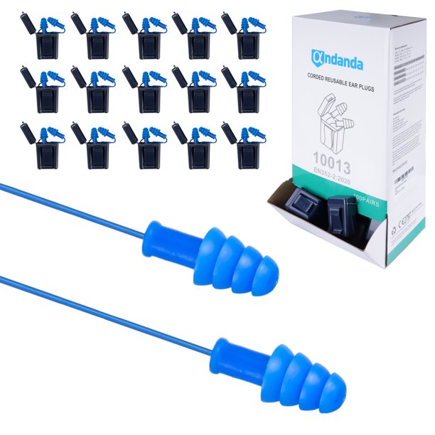 100 Pairs Ear Plugs, Corded Earplugs, 27dB NRR, Reusable, Individual