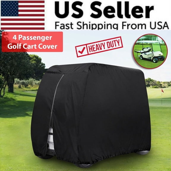 Waterproof Golf Cart Cover with Zipper for 4 Passenger Elastic Hem Fits EZ GO Club Car Yamaha Outdoor Weather Protection