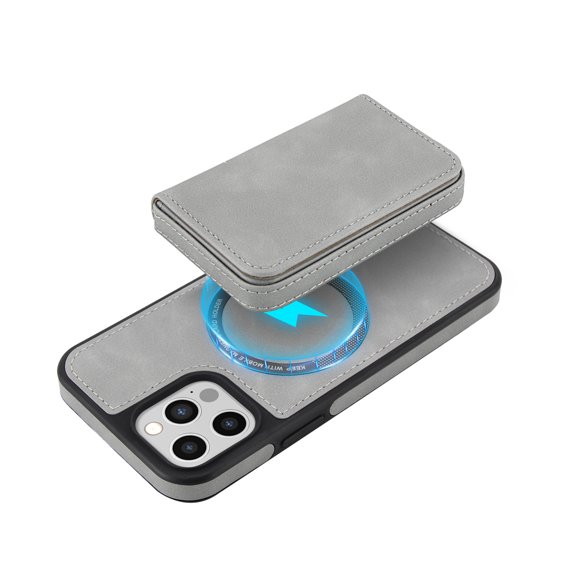 Allytechgroup Wallet Case for iPhone 12 Pro Max, Magnetic Detachable Back Cover with Cards Holder Protective Compatible with Magsafe, Gray