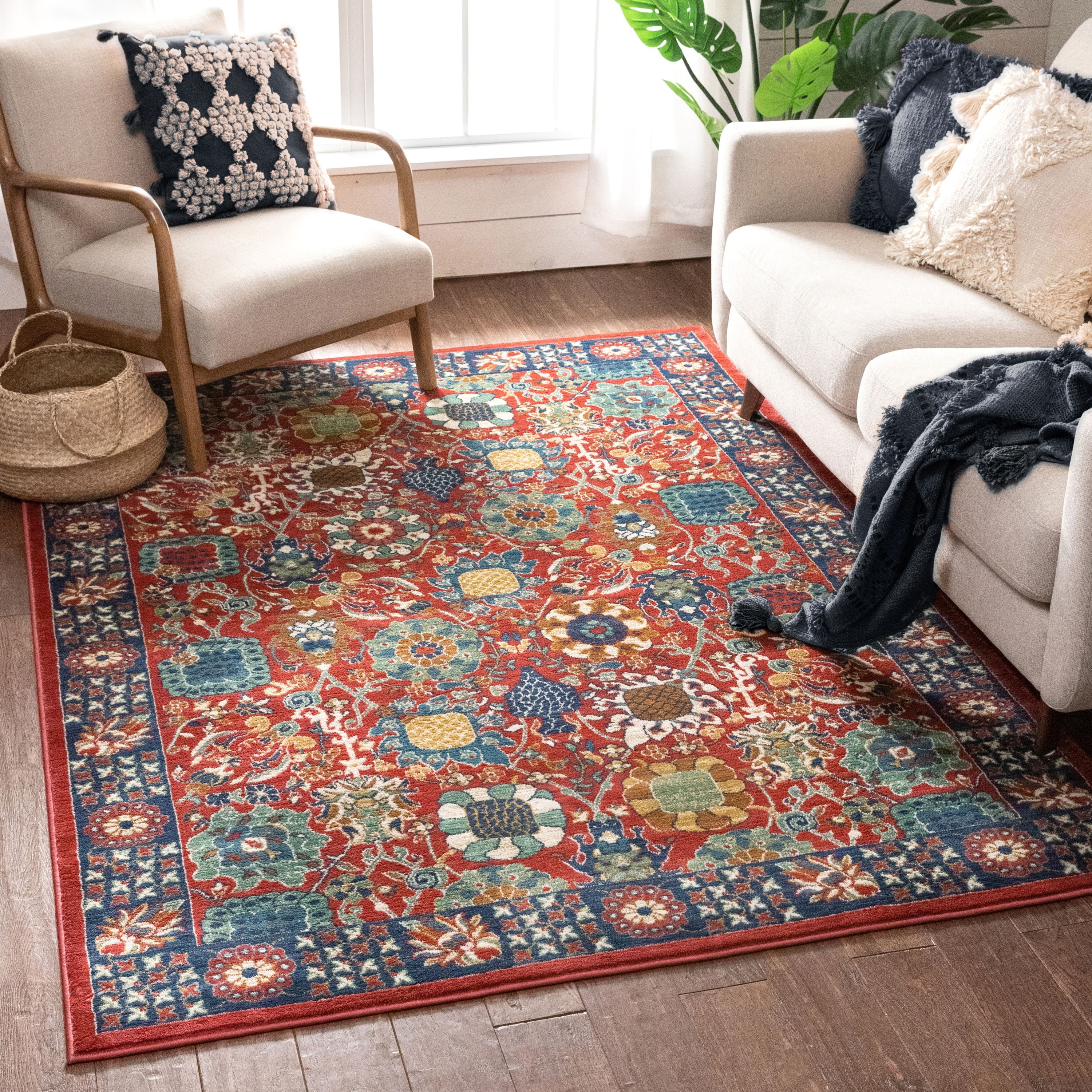 Well Woven Tulsa Merve Traditional Vintage Oriental Floral Crimson 7'10