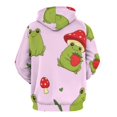 thumbnail image 3 of Cute Frogs And Mushrooms Pattern Men's Women Vintage 3D Hooded Sweatshirt - All-Season Loose Fit Streetwear, 3 of 6