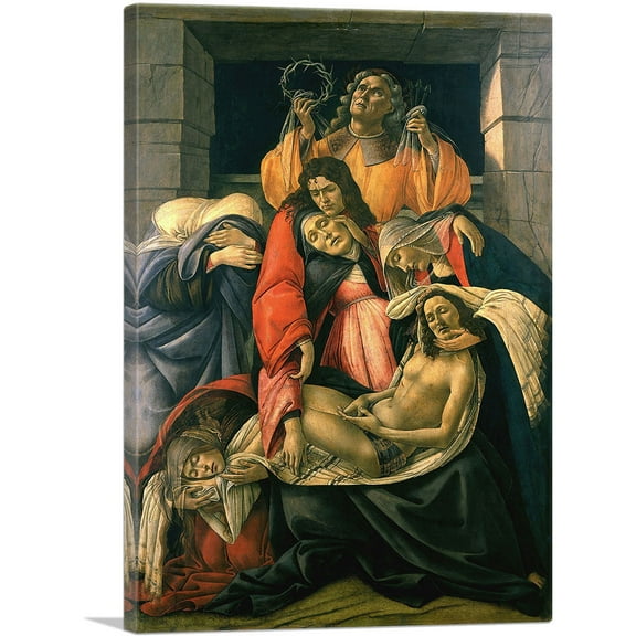 ARTCANVAS The Lamentation over the Dead Christ with Saints 1495 Canvas Art Print by Sandro Botticelli - Size: 26" x 18" (0.75" Deep)
