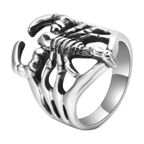 PAMTIER Men's Stainless Steel Personalized Vintage Animal Scorpion Biker Ring Punk Style Silver Size 9