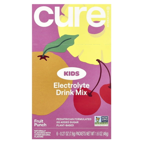 Cure Hydration Kids Hydrating Electrolyte Drink Mix Fruit Punch, 1.6 Oz..
