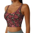 thumbnail image 2 of Fotbe Rose Flowers Pattern Womens' Sports Bra Longline Wirefree Padded with Medium Support Sports Moisture-Wicking Workou Vest,Tank Top-, 2 of 9