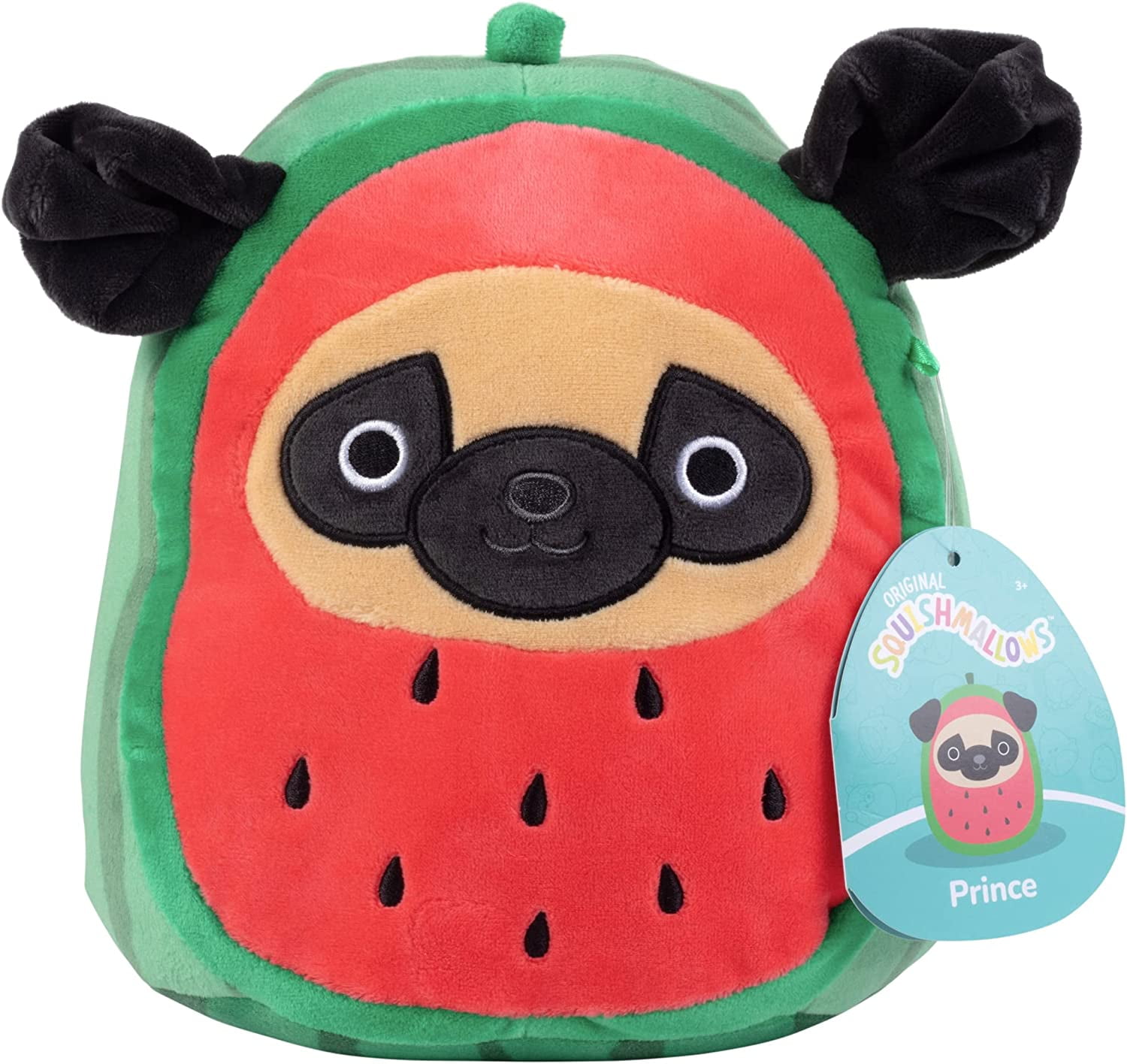 Squishmallows 8" Prince The Watermelon Pug Official Kellytoy Plush