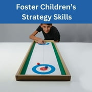 Tabletop Curling Game - Games for Elderly - Desktop, Dining Table Games for Adults Table Top Indoor Curling Game 45-inch Wooden Curling Board Game, Ideal Indoor Games for Adults, Families, Children