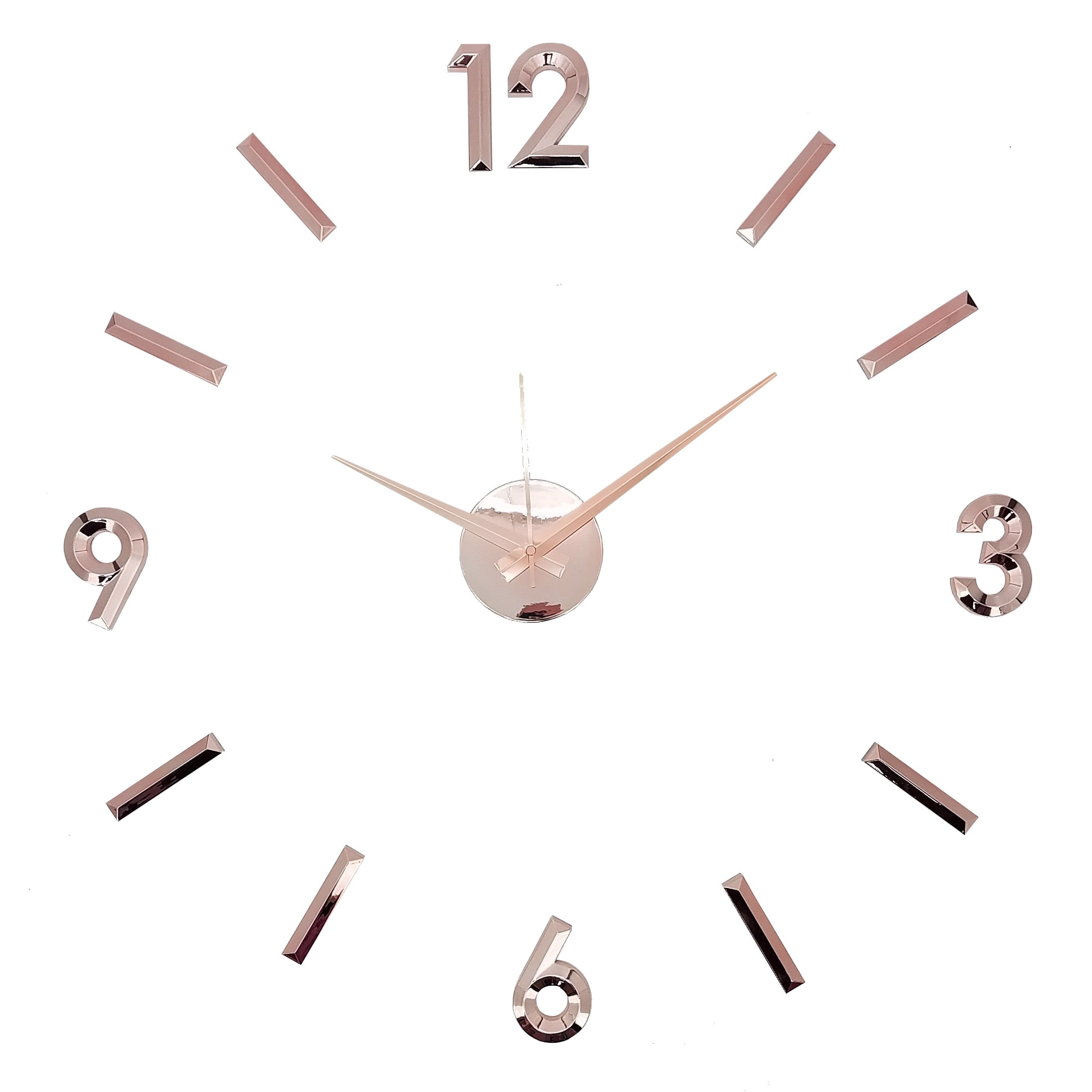 Modern Home Self Adhesive DIY 3D Wall Clock Metallic