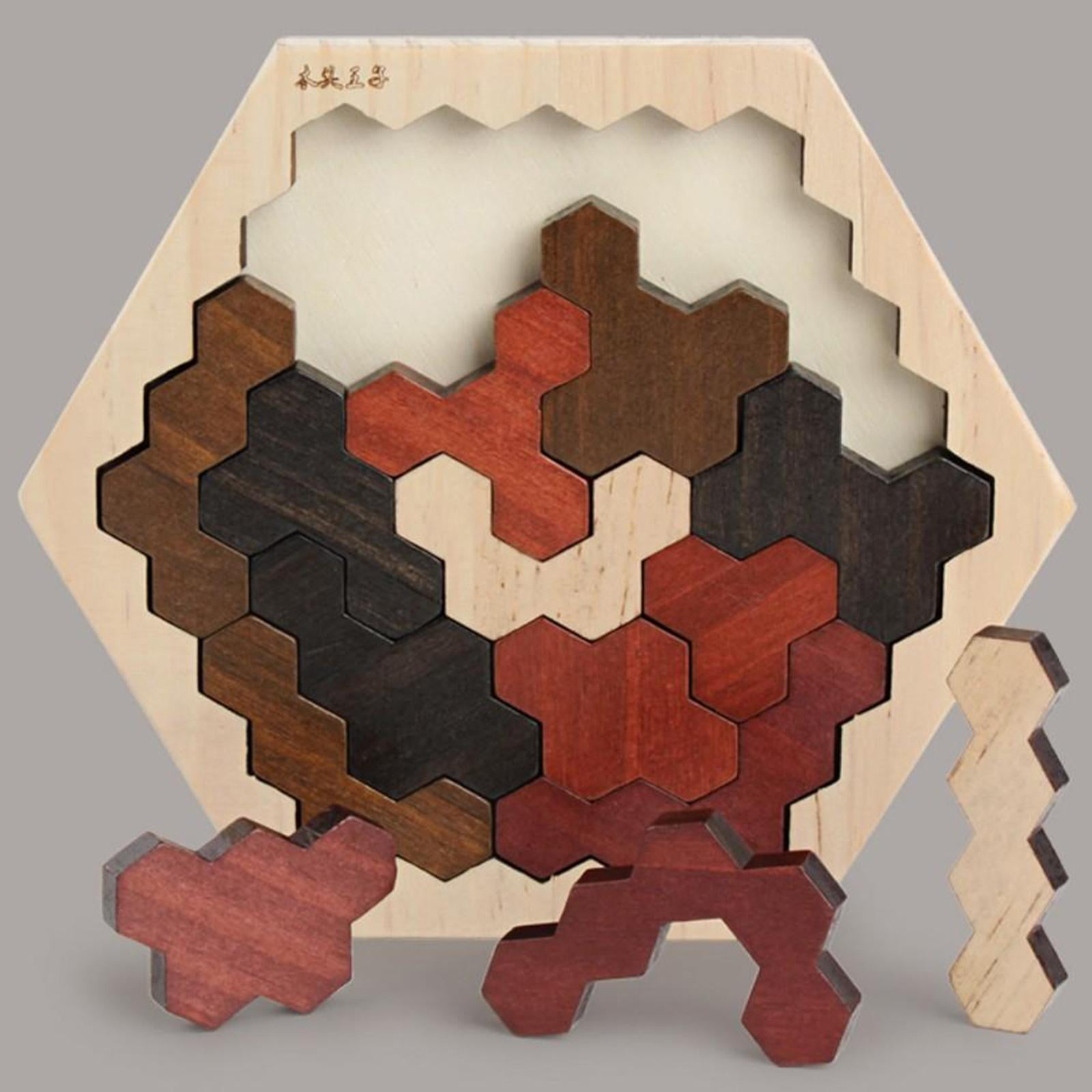 Hexagonal Tangram puzle chino hecho 3D rompecabezas cerebro Teasers bloques juguetes de