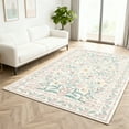thumbnail image 2 of Washable Area Rug 5'x7', Soft Floral Bedroom Rug, Bohemian Non-slip Living Room Rug, Pink Floral, 2 of 7