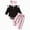 H166-Pink, variant on TOWED22 Baby Girls Clothes Girls 3PCS Fall Winter Outfits Set Letter Print Infant Girls Long Sleeve Top Pants Set with Headband,0-3 M