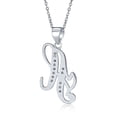 thumbnail image 2 of ABC Cubic Zirconia Pave CZ Cursive Script Letter Alphabet Initial H Pendant Necklace for Women Sterling Silver, 2 of 6