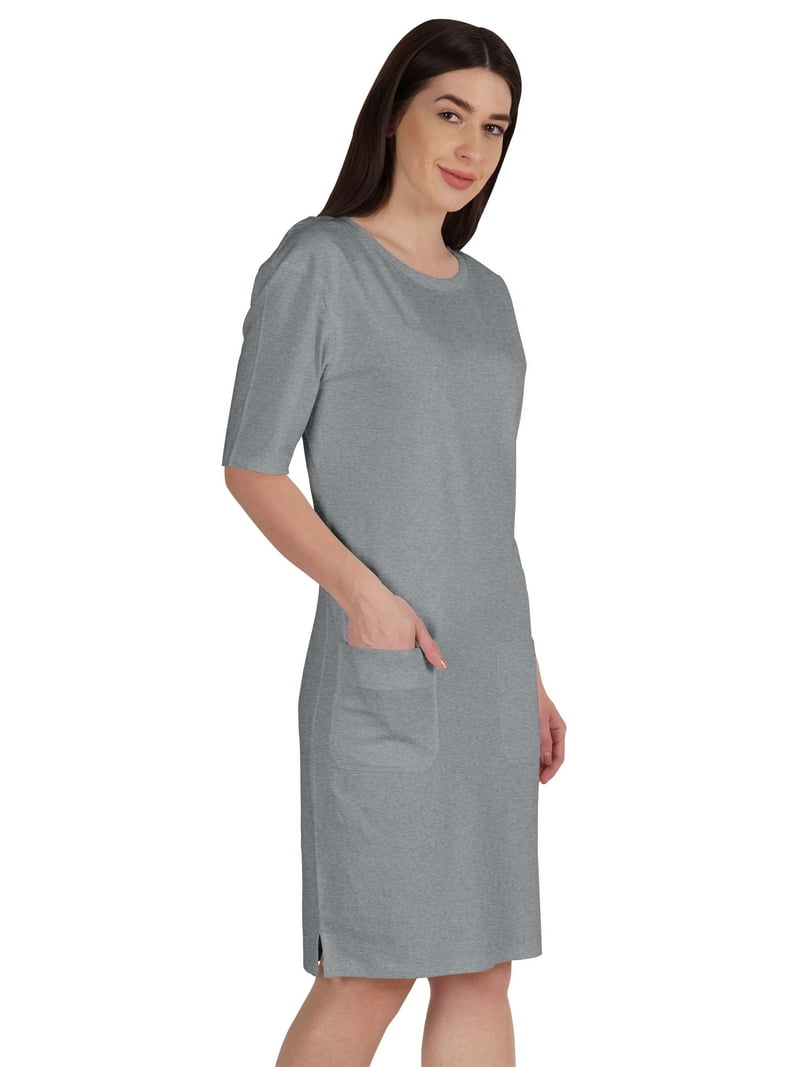 elbow sleeve t shirt dress Inkmeso Womens Elbow Sleeve Regular Fit Tshirt Dress With Front Pockets, Women's, Size: Small, Gray