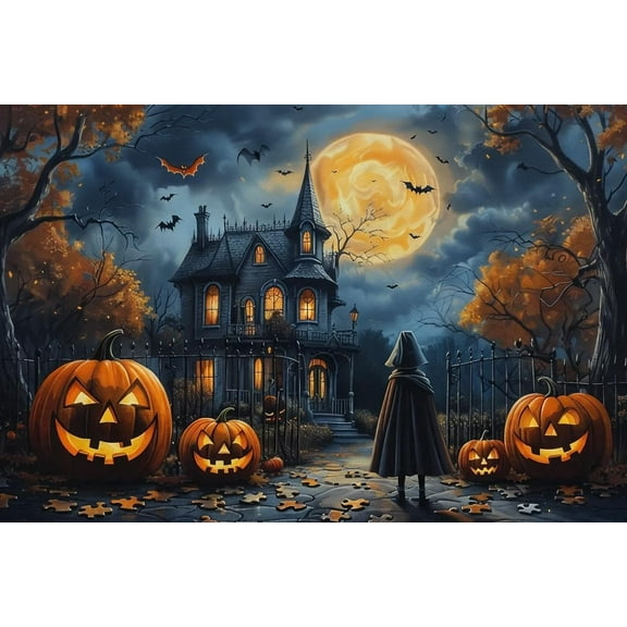 Wooden Jigsaw Puzzle 300 Piece Halloween Large Piece Horror Puzzle Anime Wooden Jigsaw Puzzles Challenging Educational Interactive Toys for Family Creative Gift Thick Sturdy