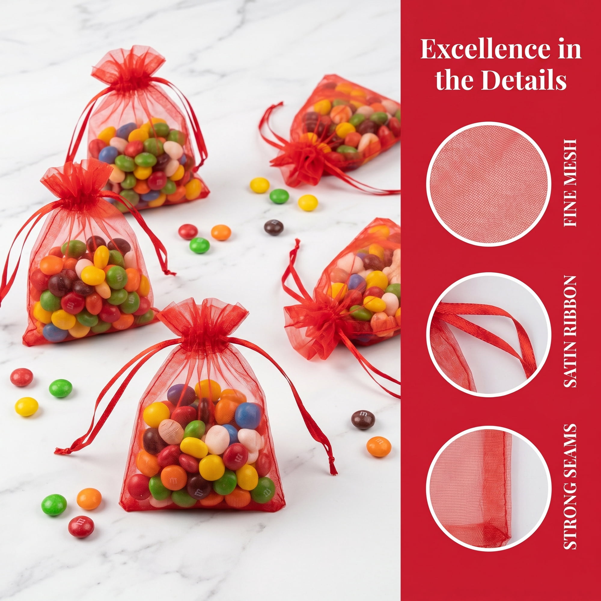 Unique Bargains Multi-Purpose Gift Bags with Handles for Events Red 3.5" x 4.7"