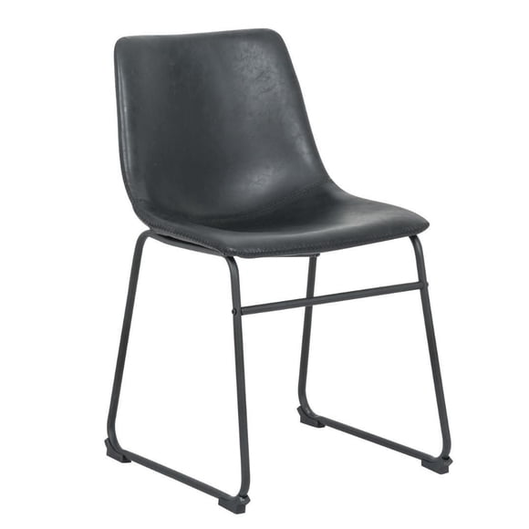 Modern Ani Armless Dining Chairs in Black PU Leather – Upholstered, Sleek Mid-Century Design, Sturdy Build.