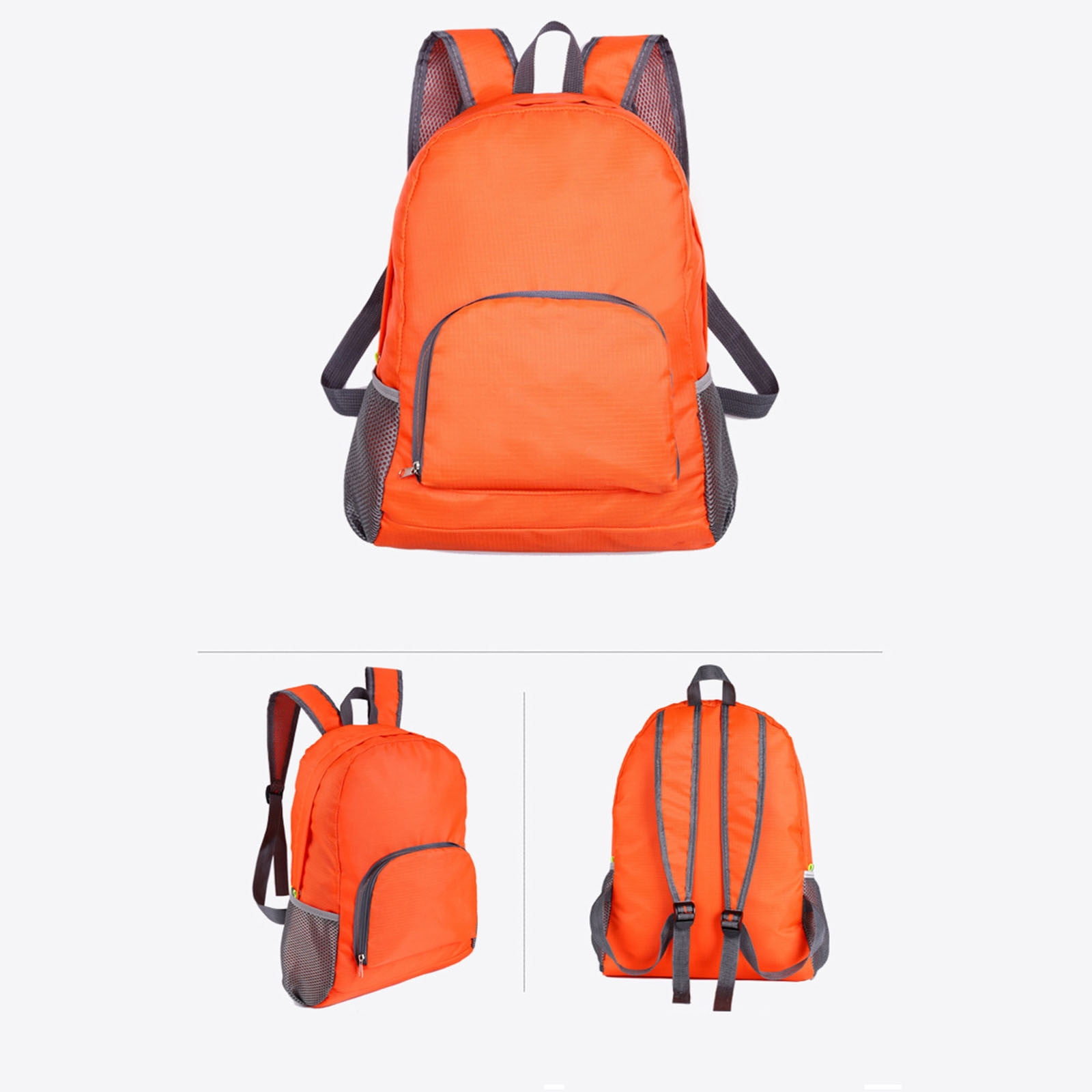 Usloyux Under $5 Foldable Backpack Student Bag, Fluorescent Color Minimalist Design, Lightweight Portable Rucksack for Travel, Reflective Strip Side Mesh Pocket