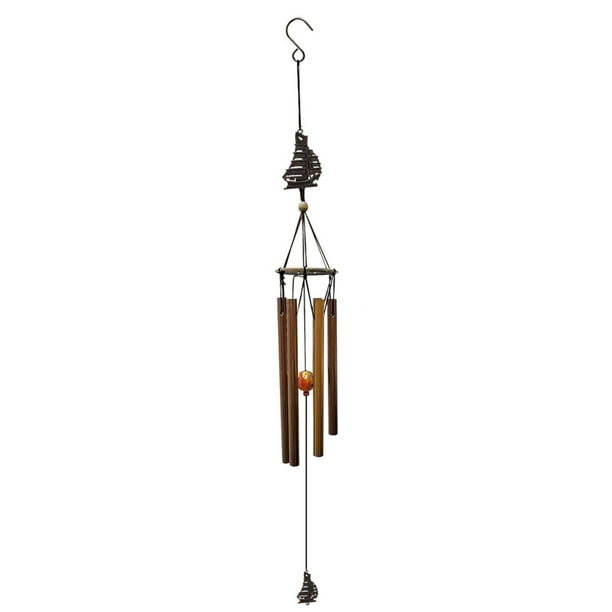 Cateissary Carillón de viento Adornos para habitaciones al aire libre Balcón Colgante Prop Tubos de metal Adorno colgante Decoración del hogar Patrón de Jardín y Patio patrón de barco Cateissary HA061445-01