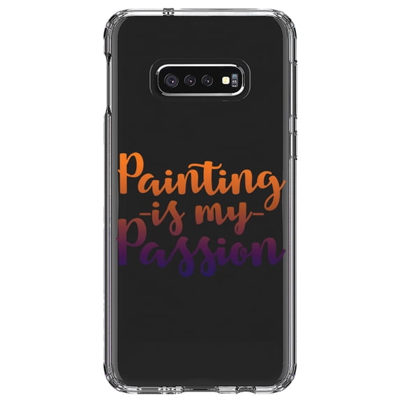 DistinctInk Clear Shockproof Hybrid Case for Samsung Galaxy S10e (5.8" Screen) - TPU Bumper Acrylic Back Tempered Glass Screen Protector - Painting is My Passion